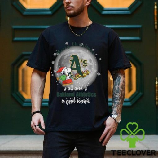 Santa Snoopy merry christmas to all and to Oakland Athletics a good season hoodie, sweater, longsleeve, shirt v-neck, t-shirt