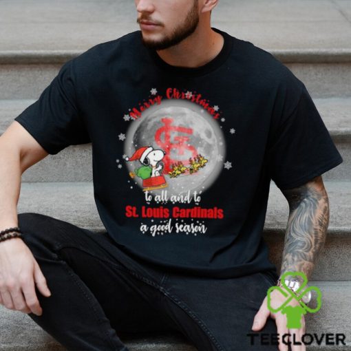 Santa Snoopy merry christmas to all and to St. Louis Cardinals a good season hoodie, sweater, longsleeve, shirt v-neck, t-shirt