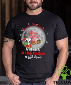 Santa Snoopy merry christmas to all and to St. Louis Cardinals a good season hoodie, sweater, longsleeve, shirt v-neck, t-shirt