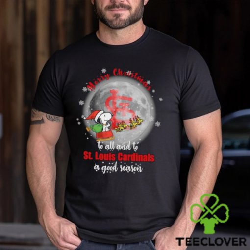 Santa Snoopy merry christmas to all and to St. Louis Cardinals a good season hoodie, sweater, longsleeve, shirt v-neck, t-shirt