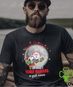 Santa Snoopy merry christmas to all and to Texas Rangers a good season shirt
