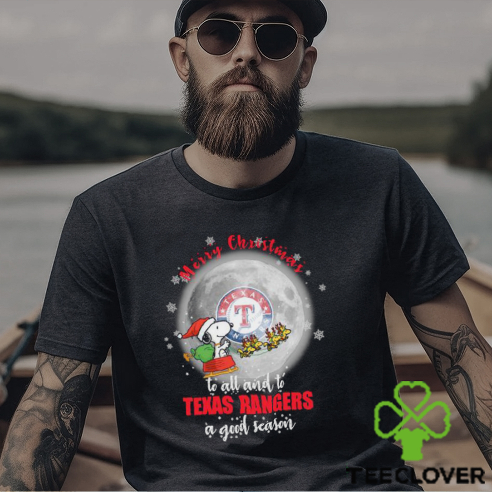 Santa Snoopy merry christmas to all and to Texas Rangers a good season shirt Santa Snoopy merry christmas to all and to Texas Rangers a good season shirt