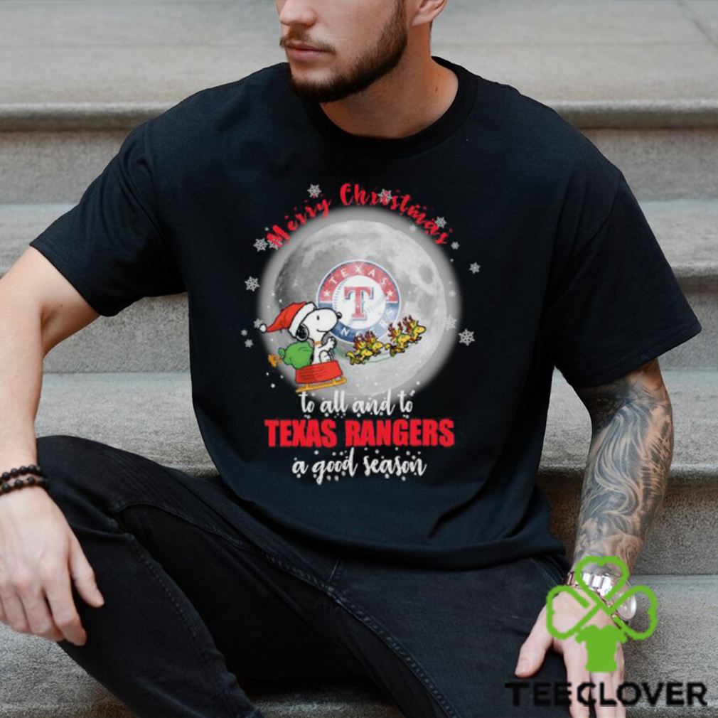 Santa Snoopy merry christmas to all and to Texas Rangers a good season shirt Santa Snoopy merry christmas to all and to Texas Rangers a good season shirt