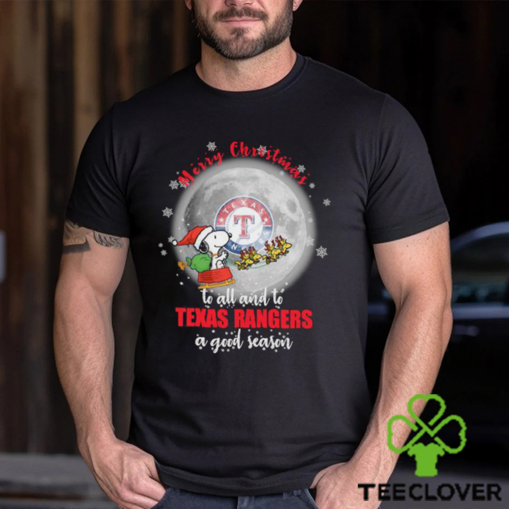 Santa Snoopy merry christmas to all and to Texas Rangers a good season shirt Santa Snoopy merry christmas to all and to Texas Rangers a good season shirt