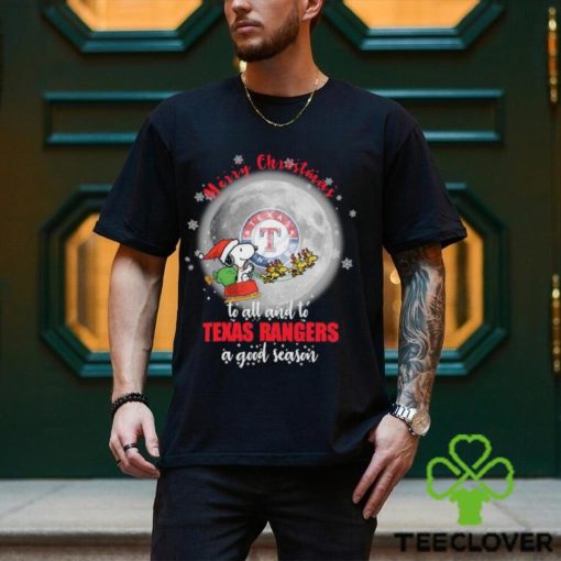 Santa Snoopy merry christmas to all and to Texas Rangers a good season shirt