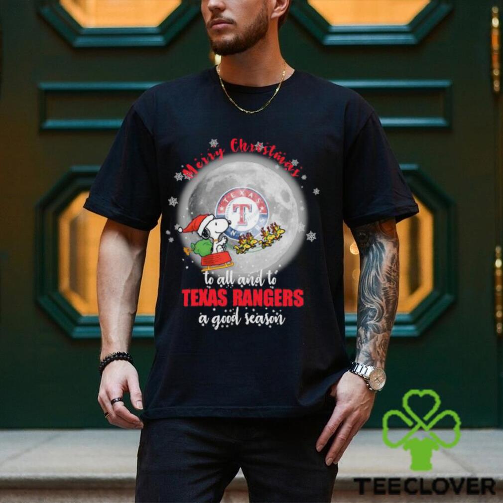 Santa Snoopy merry christmas to all and to Texas Rangers a good season shirt Santa Snoopy merry christmas to all and to Texas Rangers a good season shirt