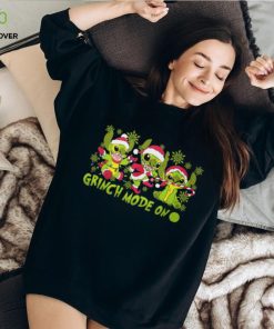 Santa Stitch Grinch Mode On Christmas T Shirt