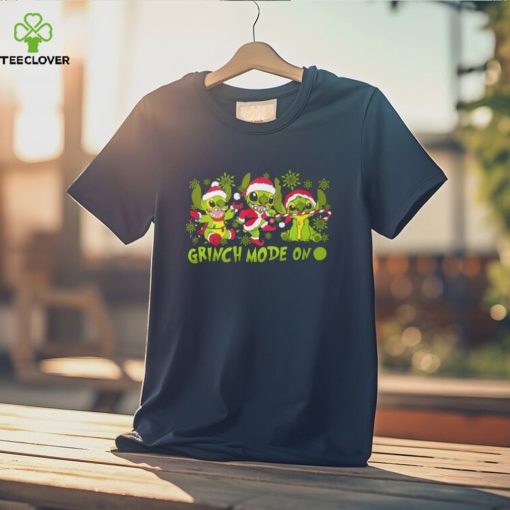 Santa Stitch Grinch Mode On Christmas T Shirt