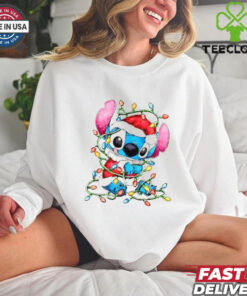 Santa Stitch with Christmas light shirt