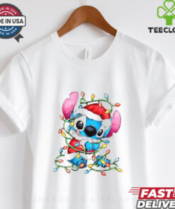 Santa Stitch with Christmas light shirt