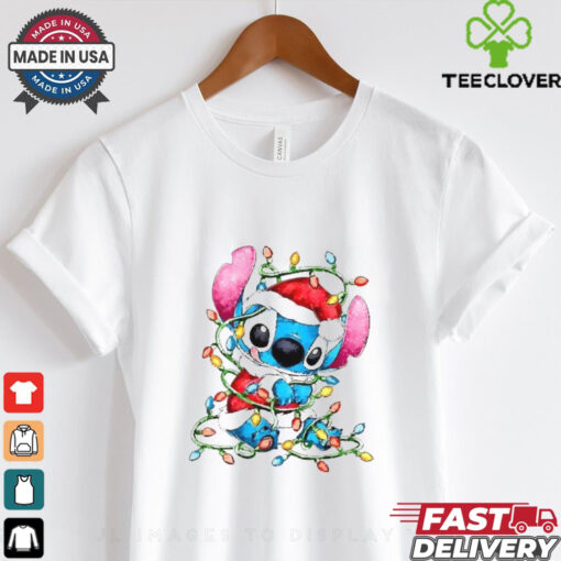 Santa Stitch with Christmas light shirt