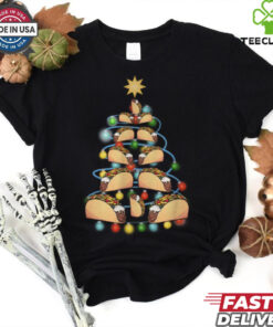 Santa Taco Christmas Tree Lights Taco Christmas T Shirt
