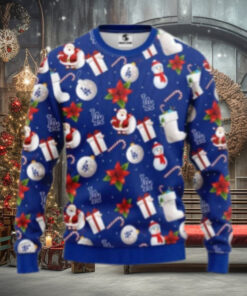 Santa Themed Dodgers Icons Ugly Christmas Sweater