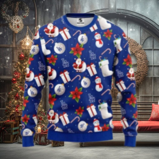 Santa Themed Dodgers Icons Ugly Christmas Sweater