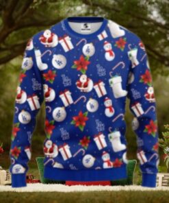 Santa Themed Dodgers Icons Ugly Christmas Sweater