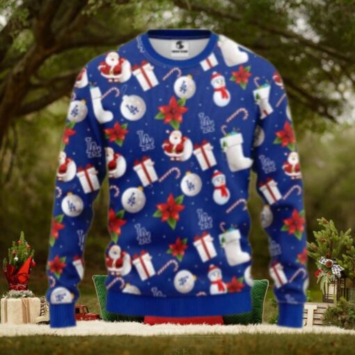 Santa Themed Dodgers Icons Ugly Christmas Sweater