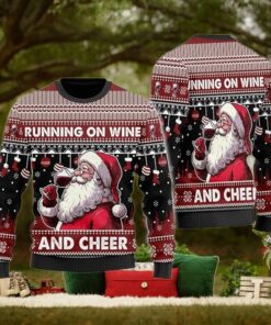 Santa With Wine Glass Ugly Christmas Sweater