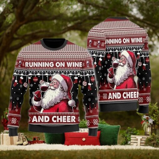 Santa With Wine Glass Ugly Christmas Sweater