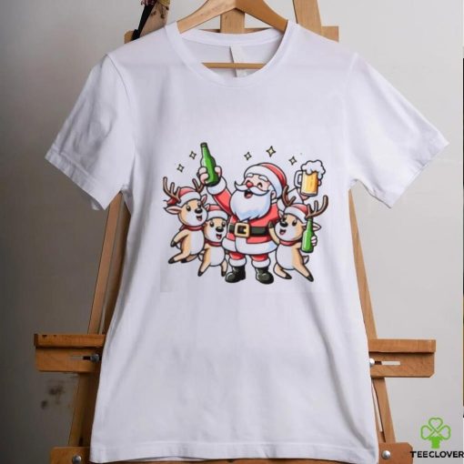 Santa and Reindeer beer singalong Christmas shirt