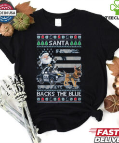 Santa back the blue dog christmas shirt