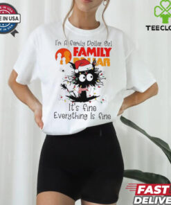 Santa black Cat I’m a Family Dollar girl it’s fine everything is fine christmas light shirt