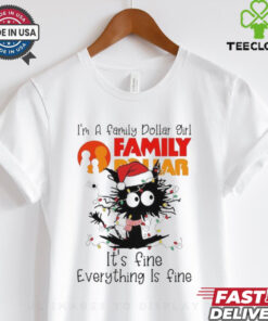Santa black Cat I’m a Family Dollar girl it’s fine everything is fine christmas light shirt