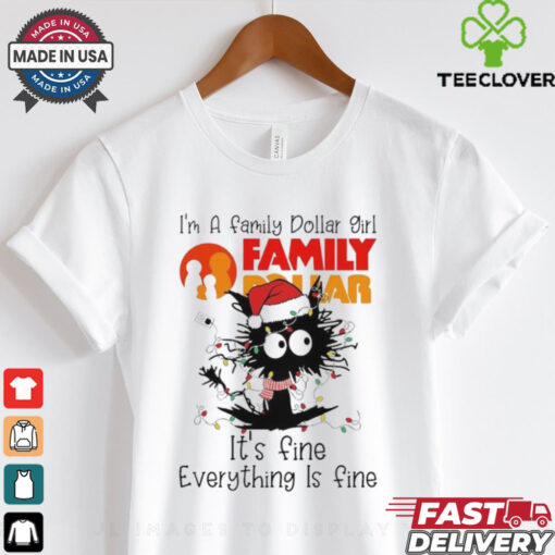 Santa black Cat I’m a Family Dollar girl it’s fine everything is fine christmas light shirt