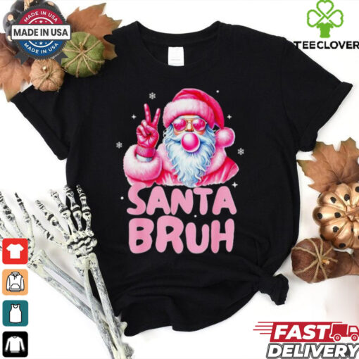 Santa blowing bubble gum Santa bruh Christmas shirt