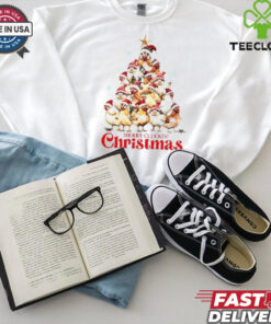 Santa chickens merry clucking Christmas tree shirt
