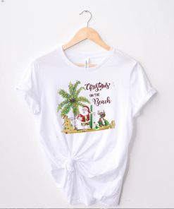 Santa claus Christmas on the beach Hawaii t shirt