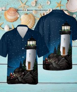 Santa climbing cliffs to lighthouse Hawaiian Shirt