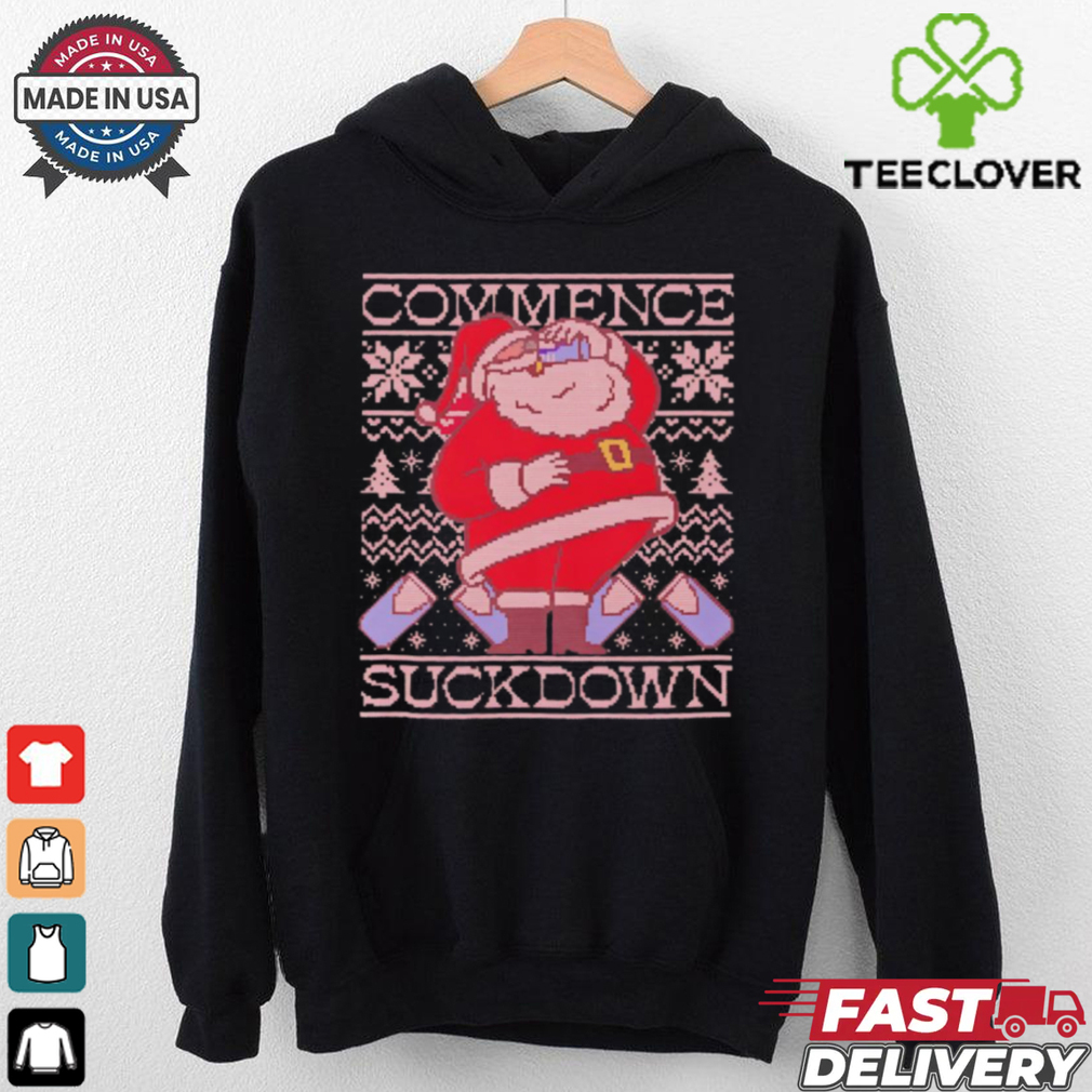 Santa drinking beer commence suckdown ugly Christmas shirt Santa drinking beer commence suckdown ugly Christmas shirt