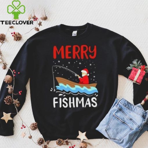 Santa fishing Merry Fishmas Christmas T hoodie, sweater, longsleeve, shirt v-neck, t-shirt