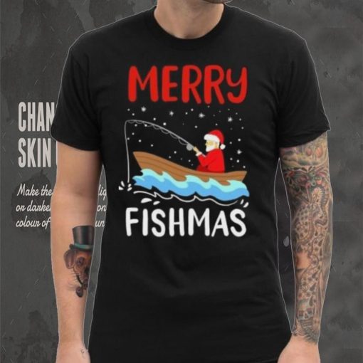 Santa fishing Merry Fishmas Christmas T hoodie, sweater, longsleeve, shirt v-neck, t-shirt