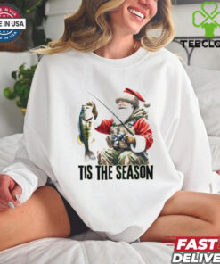 Santa fishing tis the season Christmas shirt