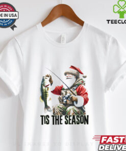 Santa fishing tis the season Christmas shirt