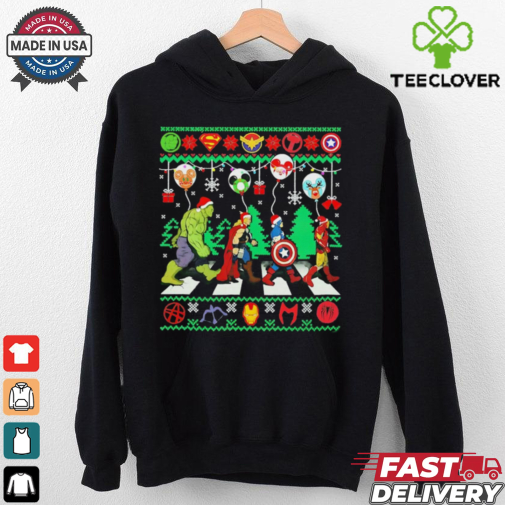 Santa hat Superhero Avengers ugly Christmas shirt Santa hat Superhero Avengers ugly Christmas shirt