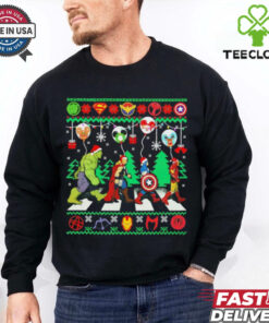 Santa hat Superhero Avengers ugly Christmas shirt