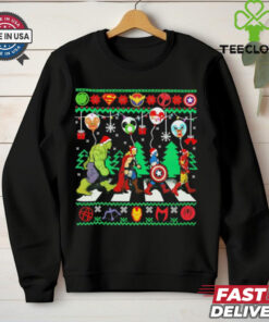 Santa hat Superhero Avengers ugly Christmas shirt