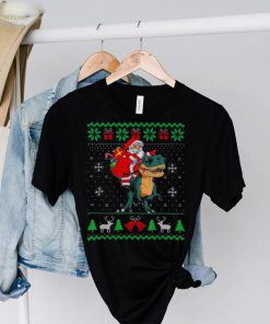 Santa riding dinosaur t rex dinosaur Christmas ugly shirt