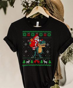 Santa riding dinosaur t rex dinosaur Christmas ugly shirt