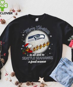 Santa snoopy and woodstock merry Christmas to all and to Seattle Seahawks a good season shirt