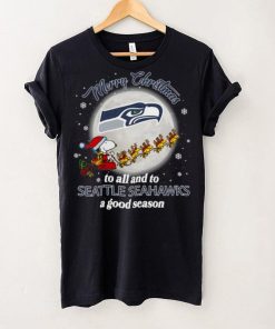 Santa snoopy and woodstock merry Christmas to all and to Seattle Seahawks a good season shirt 1 Santa snoopy and woodstock merry Christmas to all and to Seattle Seahawks a good season shirt