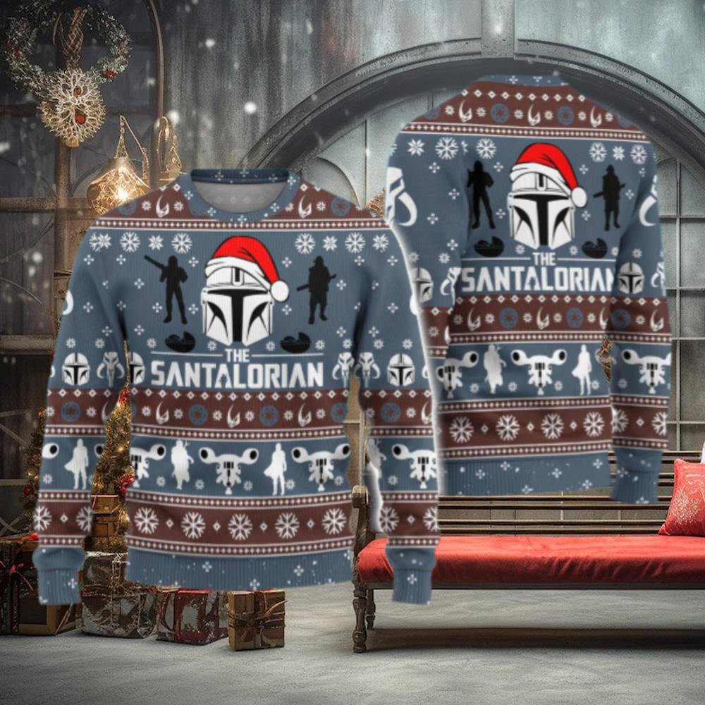 Santalorian Star Wars Christmas Sweater, The Mandalorian Ugly Sweater Santalorian Star Wars Christmas Sweater, The Mandalorian Ugly Sweater