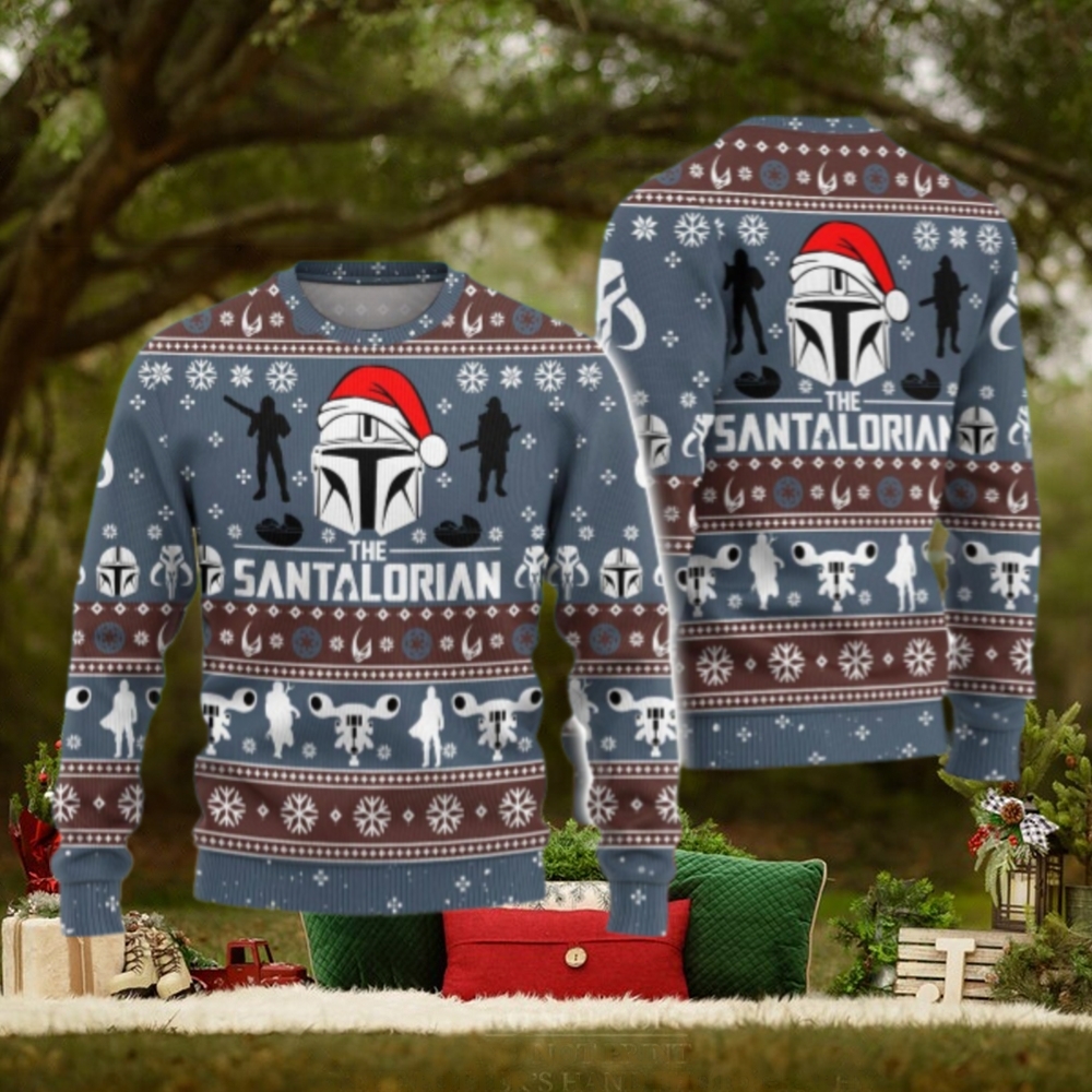 Santalorian Star Wars Christmas Sweater, The Mandalorian Ugly Sweater Santalorian Star Wars Christmas Sweater, The Mandalorian Ugly Sweater
