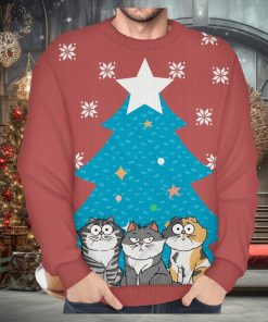 Santa’s Favorite Cat Mom Dad   Christmas Gift For Cat Lovers   Personalized Unisex Ugly Sweater