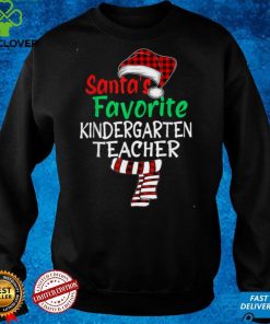 Santas Favorite Kindergarten Teacher Xmas Santa Red Plaid T Shirt hoodie, sweater Shirt