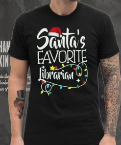 Santa's Favorite Librarian Christmas Pajama Lights T Shirt