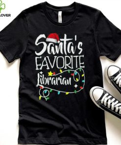 Santa's Favorite Librarian Christmas Pajama Lights T Shirt