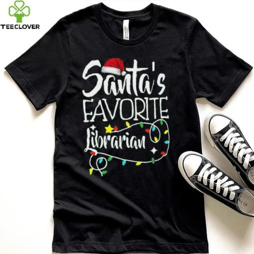 Santa’s Favorite Librarian Christmas Pajama Lights T Shirt